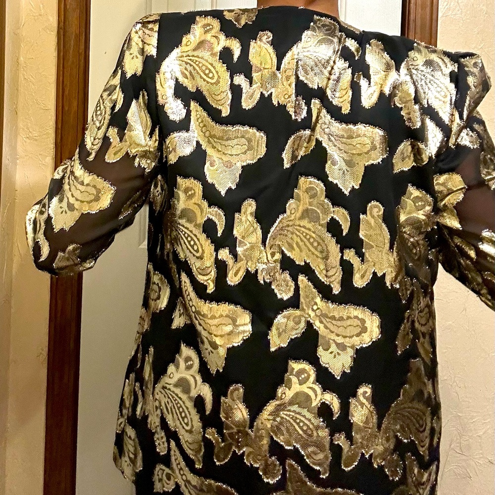 David Rose Vtg Black and Gold Floral Blazer Sm - Picture 15 of 15